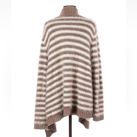 Anthropologie Pleione Women Brown/Crème Cardigan M Slightly Oversized MSRP $98 - Picture 2 of 2